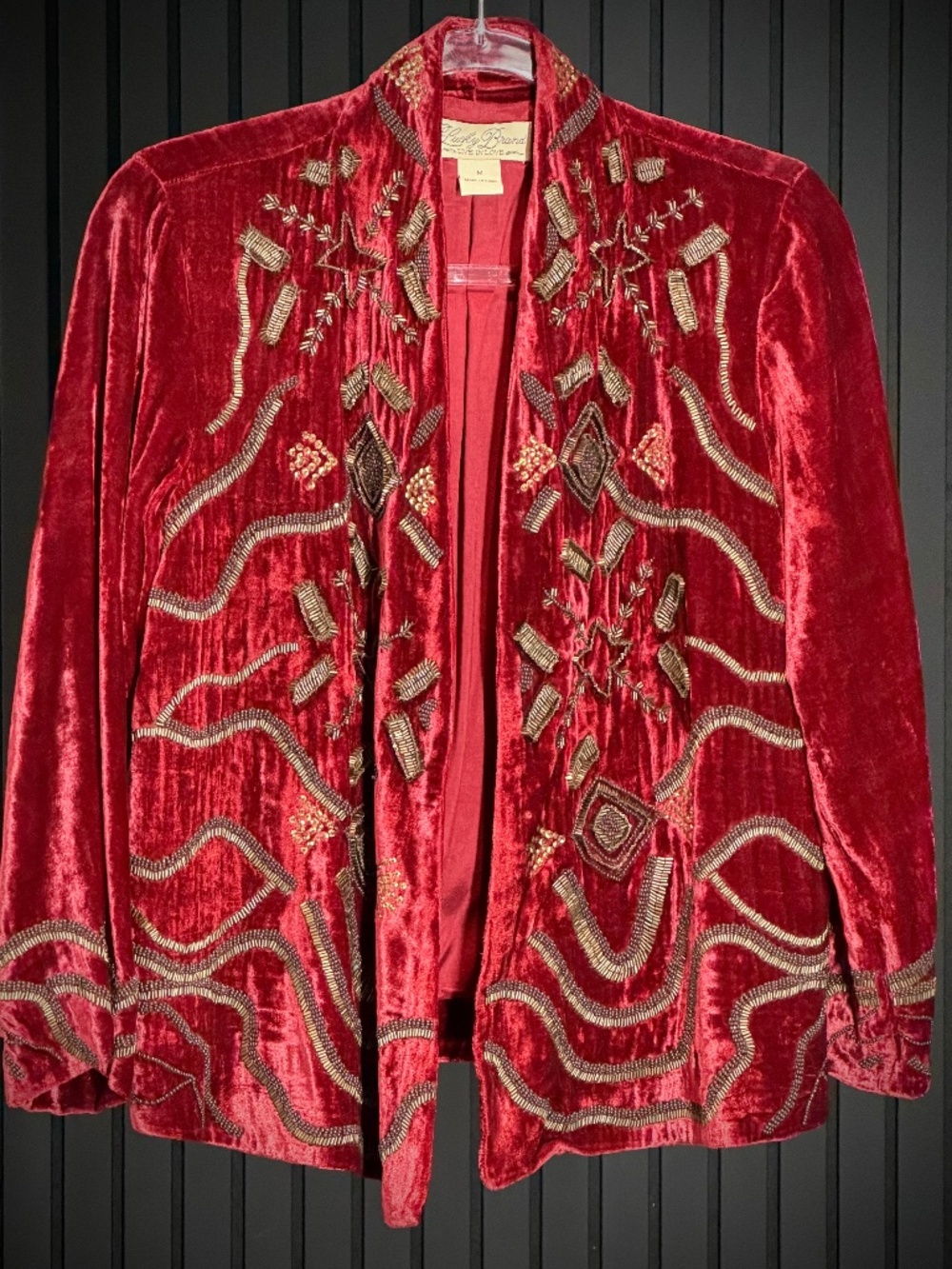 Lucky Brand Emma Velvet Beaded Jacket